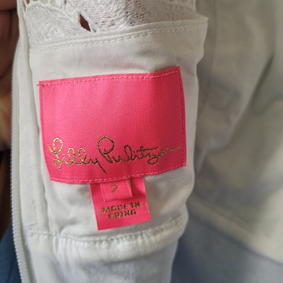 Lilly Pulitzer SANDI Stretch Shift Dress in blue and white size 2 Wedding Guest - Picture 12 of 16